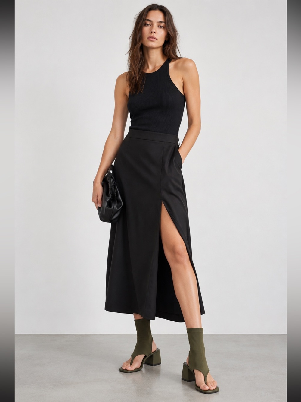Zara NWT open toe neoprene leather ankle boots
